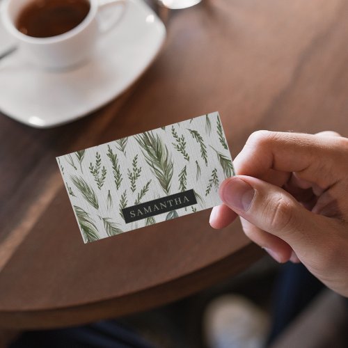 Watercolor Winter Green Seamless Pattern  Business Card