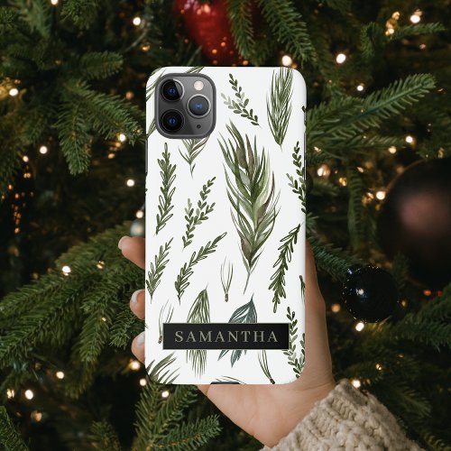 Watercolor Winter Green Seamless Pattern  iPhone 11Pro Max Case