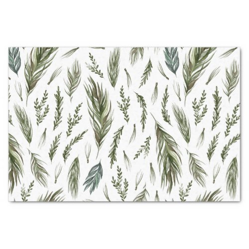 Watercolor Winter Green Seamless Pattern  Tissue Paper