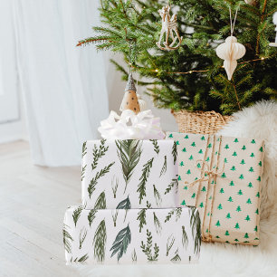 Watercolor Winter Green Seamless Pattern Wrapping Paper