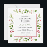 Watercolor Winter greenery Frame Rehearsal Dinner Invitation<br><div class="desc">Simple and elegant Hand painted watercolor winter greenery frame Rehearsal Dinner Invitation</div>
