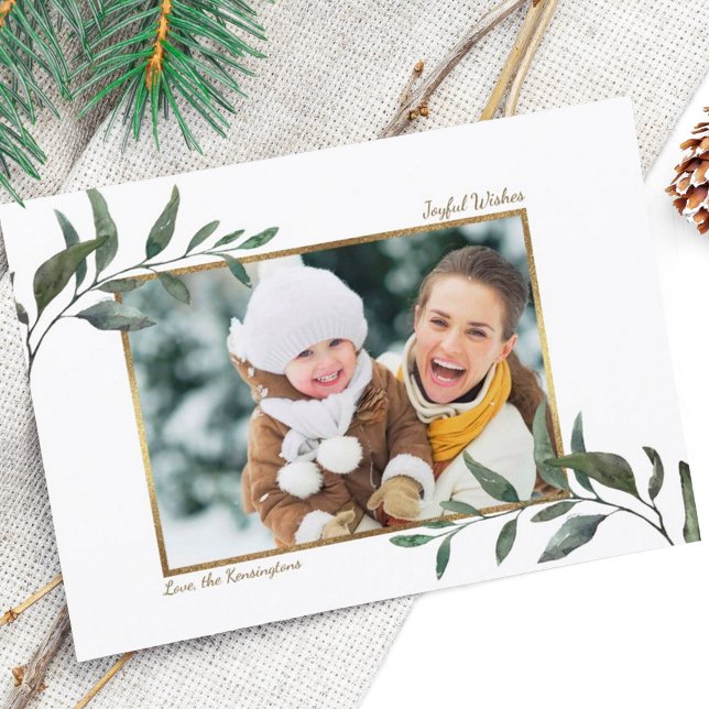 Watercolor Winter Greenery Holiday Christmas Photo (Creator Uploaded)