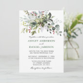 Watercolor Winter Greenery Wedding Invitation (Standing Front)