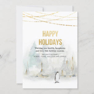 Watercolor Winter Holiday Christmas Greeting Card
