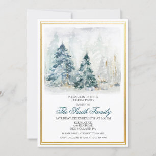 Watercolor Winter Holiday Christmas Invitation