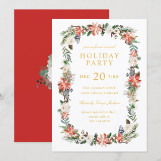 Watercolor Winter Holiday Christmas Party Invitation