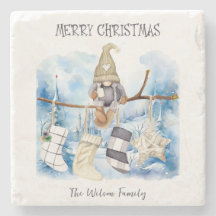 Watercolor Winter Lady Gnome Merry Christmas