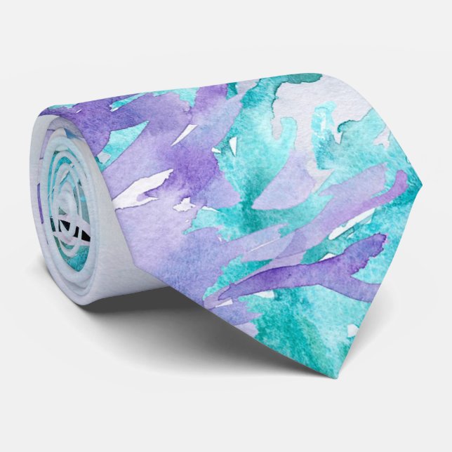 Watercolor Winter Landscape Holidays Neck Tie (Rolled)