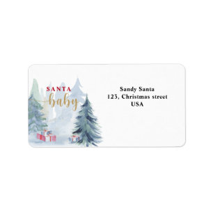 Watercolor winter landscape - label