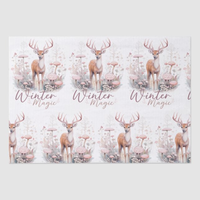 Watercolor Winter Magic Deer  Tissue Paper (Front)