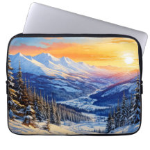 watercolor winter morning laptop sleeves