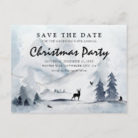 Watercolor Winter Mountain Christmas Save the Date Invitation Postcard