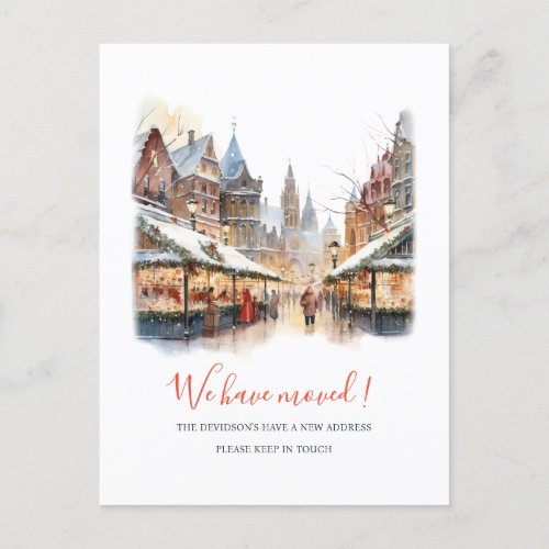 Watercolor Winter New Home Moving Announcement  Postcard