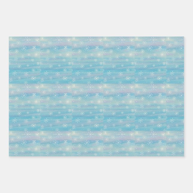 Watercolor Winter Pattern Wrapping Paper Sheets (Front)