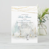 Watercolor Winter Penguin Baby Shower Invitation (Standing Front)