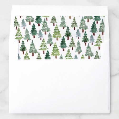 Watercolor Winter Pine Forest  Envelope Liner
