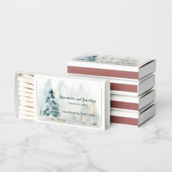 Watercolor Winter Pine Tree Forest  Matchboxes by dmboyce at Zazzle