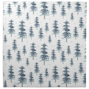 Watercolor Winter Pine Tree Pattern Cloth Napkin
