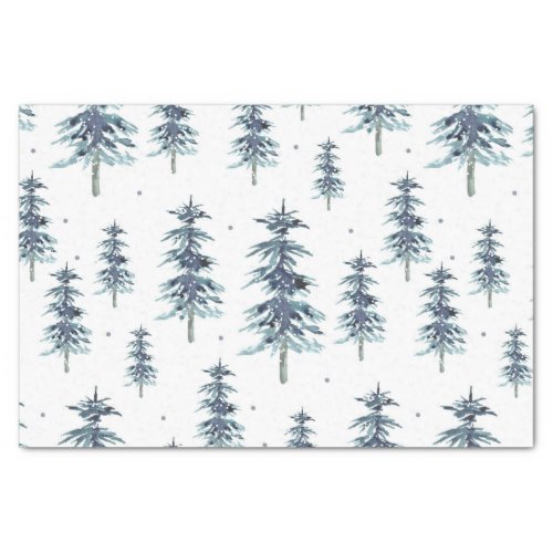 Watercolor Winter Pine Tree Pattern Tissue Paper