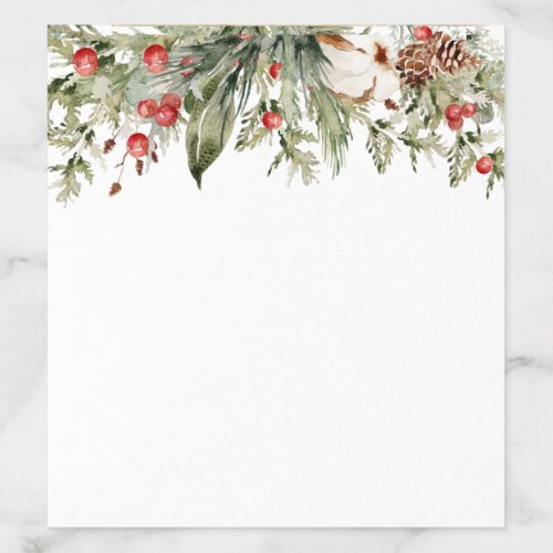 Watercolor Winter Poinsettia   Green Pine Tree  Envelope Liner