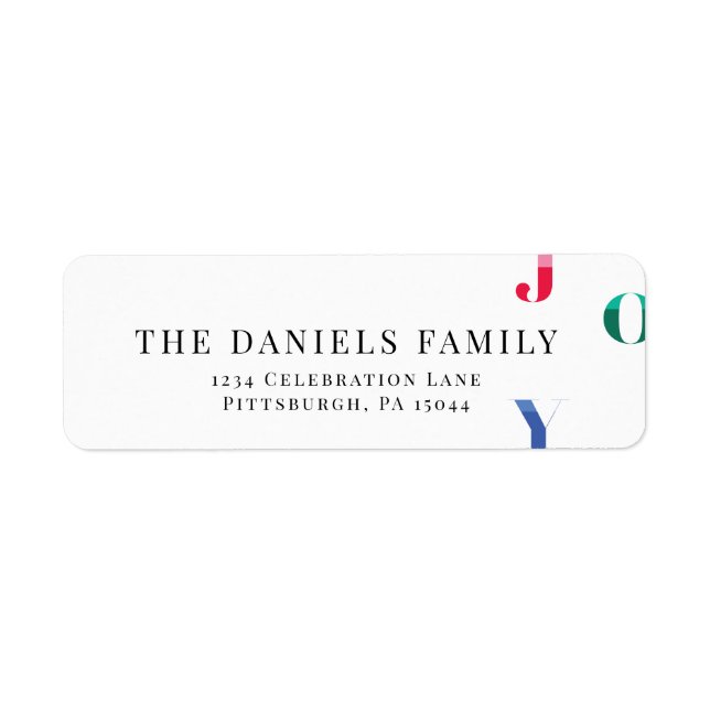 Watercolor Winter Red Joy Label (Front)