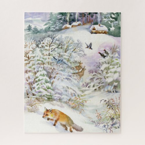 Watercolor Winter Scene 500 Puzzle