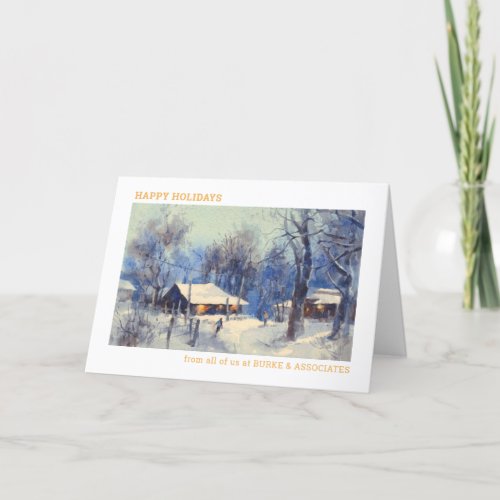 Watercolor Winter Scene Business Holiday Card