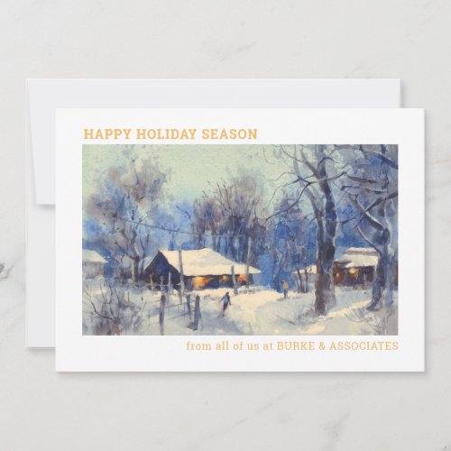 Watercolor Winter Scene Business Holiday Card