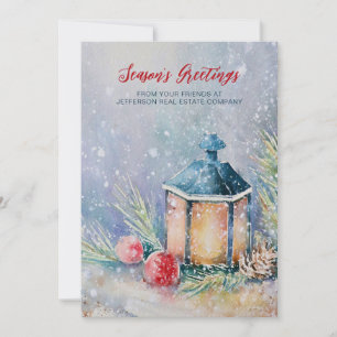 Watercolor Winter Scene Holidays Company Business Holiday Card