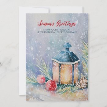 Watercolor Winter Scene Holidays Company Business  Holiday Card by XmasMall at Zazzle