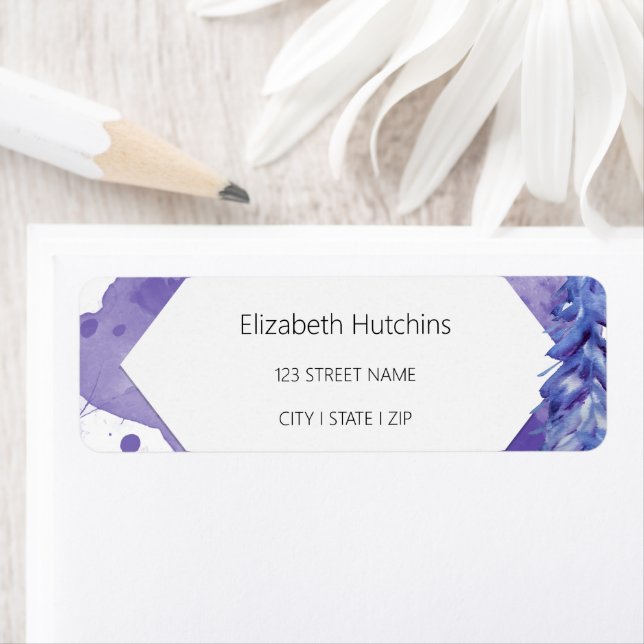 Watercolor Winter Scene In Deep Purple Tones Label (Insitu)