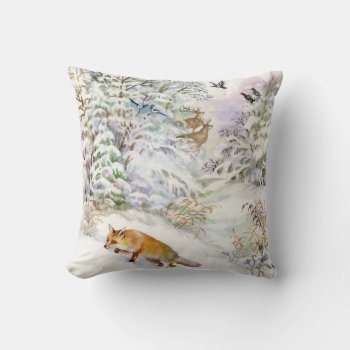Watercolor Winter Scene Throw Pillow by FantasyPillows at Zazzle