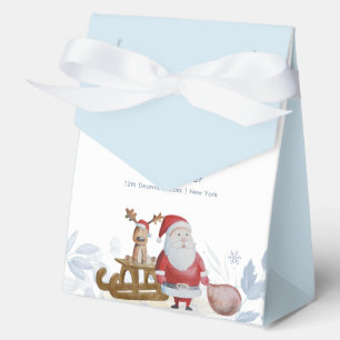 Watercolor Winter Sleigh Moose Santa Baby Shower  Favor Boxes