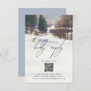 Watercolor Winter Snow Landscape Wedding Enclosure Card
