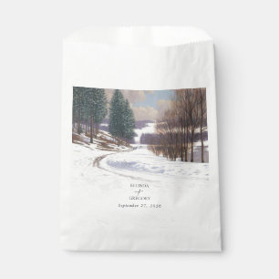 Watercolor Winter Snow Landscape Wedding Favor Bag