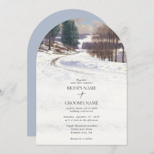 Watercolor Winter Snow Landscape Wedding Invitation
