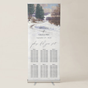 Watercolor Winter Snow Landscape Wedding Retractable Banner