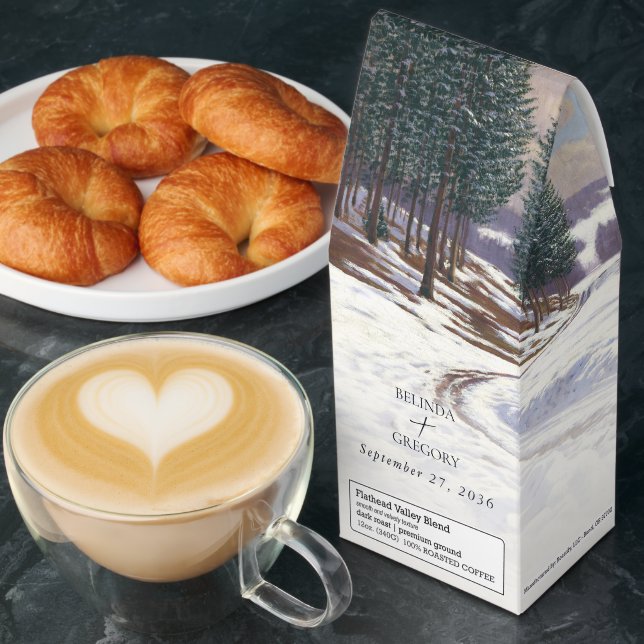 Watercolor Winter Snow Landscape Wedding Roasted Coffee (Breakfast)