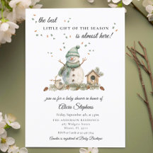 Watercolor Winter Snowman Baby Shower Invitation