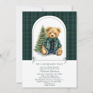 Watercolor  Winter  Teddy bear Christmas Baby Show Invitation