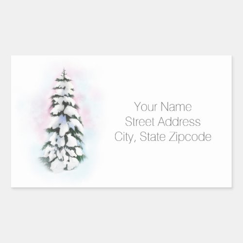 Watercolor Winter Tree Vignette Tree Labels