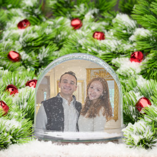 Watercolor Winter Trees Personalize Photo Snow Globe