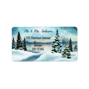 Watercolor Winter Wedding Address Label