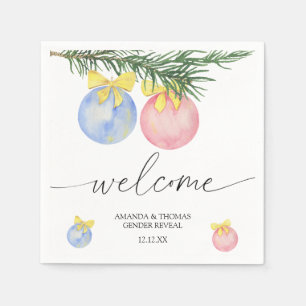 Watercolor Winter Welcome gender reveal Napkins