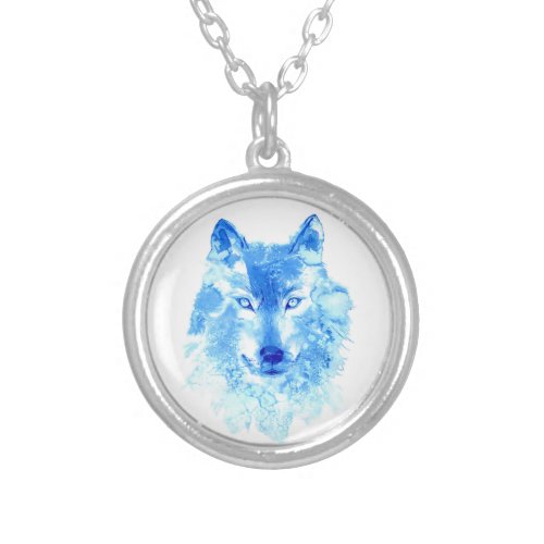 Watercolor Winter Wolf Necklace