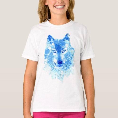 Watercolor Winter Wolf T_Shirt