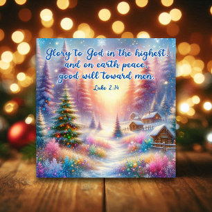 Watercolor Winter Wonderland Christian Christmas Holiday Card