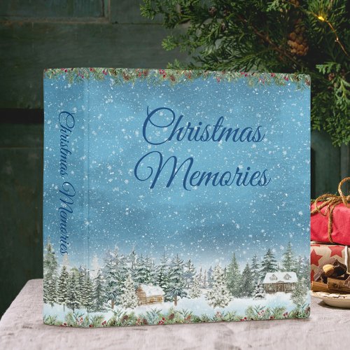 Watercolor Winter Wonderland Christmas Memories 3 Ring Binder