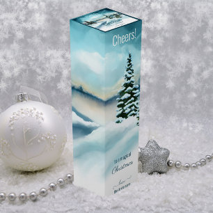 Watercolor Winter Wonderland Christmas Wine Box