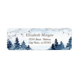 Watercolor Winter Wonderland,Forest,String Lights Label